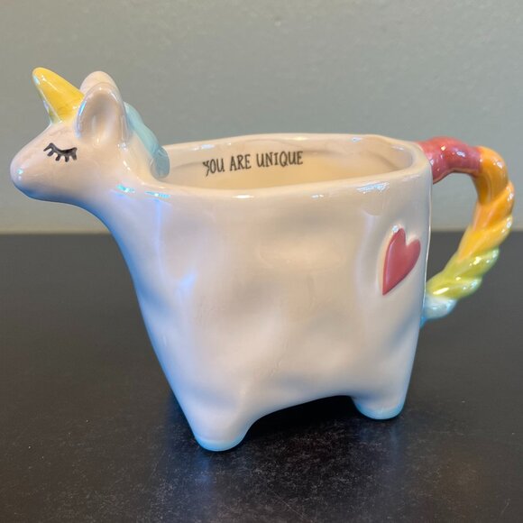 Tag UNICORN Pearl Iridescent YOU ARE UNIQUE Ceramic Cup / Mug / Planter - Picture 8 of 13